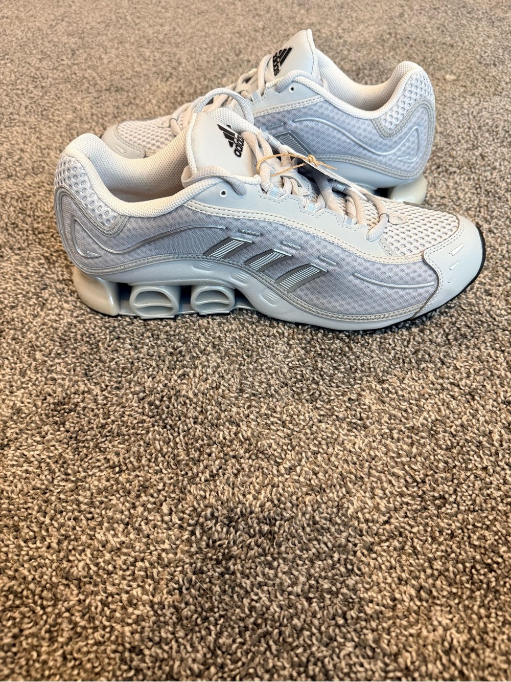adidas Megaride 01 White and Light Gray Shock-Absorbent Running Sneakers - Picture 3 of 8